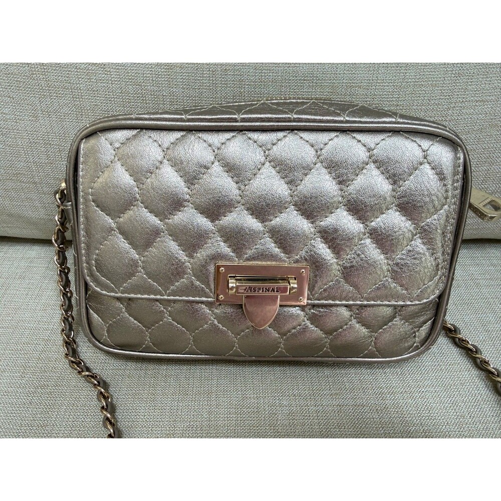 Aspinal of London Zip Top Lottie Bag - Old Gold Nappa Leather - See Description